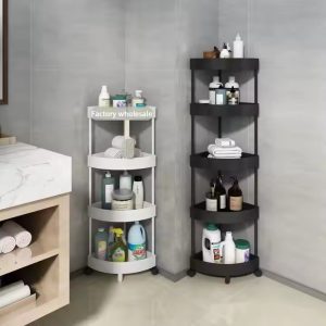 Étagère de rangement en plastique à plusieurs niveaux pour salle de bain et cuisine, étagère triangulaire d'angle du sol au plafond, rangement pour toilettes, robuste et élégante